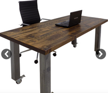 Load image into Gallery viewer, Solid Wood Mobile Desk / Training Table with Industrial Steel Legs- 66&quot; x 30&quot;
