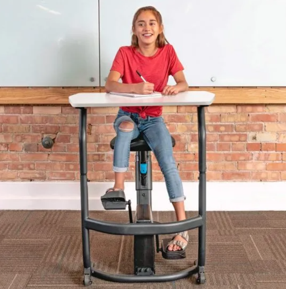 Lifespan Unity Jr. Pedal Bike Desk w White Top also called Unity Kids Home Office Wellness