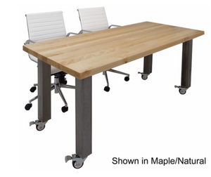 Solid Wood Mobile Desk / Training Table with Industrial Steel Legs- 66" x 30"